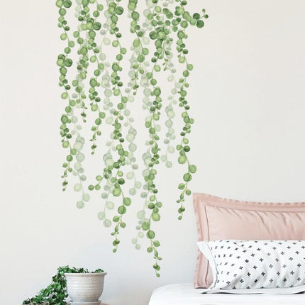 2 PCS Green Leaf Self-adhesive Removable Wall Stickers-garmade.com