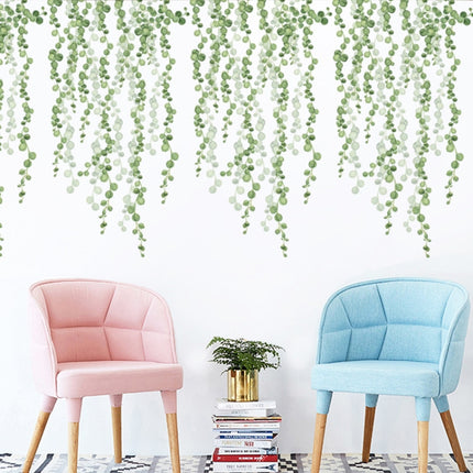 2 PCS Green Leaf Self-adhesive Removable Wall Stickers-garmade.com