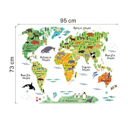 2 PCS Animal World Map Waterproof Removable Background Wall Stickers-garmade.com