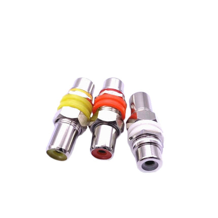 9 PCS / 3 Pairs RCA Female to Female Straight-through Head AV Lotus Butt Joint Extension Head Audio and Video Adapter-garmade.com