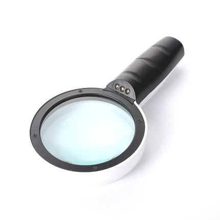 Handheld High-definition Lens with LED Light Reading and Maintenance Magnifying Glass for the Elderly, Style:95mm 10 Times-garmade.com