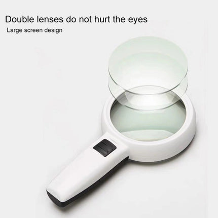 Handheld High-definition Lens with LED Light Reading and Maintenance Magnifying Glass for the Elderly, Style:110mm 30 Times Double Lens-garmade.com