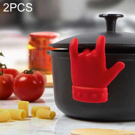 2 PCS Kitchen Silicone Pot Lid Raising Gadget Finger Shaped Pot Lid Spill-proof Raising Spoon Rack-garmade.com