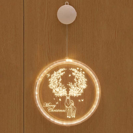 Christmas Decoration Light LED Holiday 3D Hanging Lamp, Power:Battery(Elk)-garmade.com