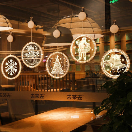 Christmas Decoration Light LED Holiday 3D Hanging Lamp, Power:Battery(Elk)-garmade.com