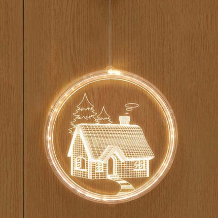 Christmas Decoration Light LED Holiday 3D Hanging Lamp, Power:USB(house)-garmade.com