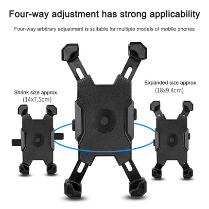 Electric Bicycle Mobile Phone Holder Can Be Rotated 360-degree Mobile Phone Holder Four-way Adjustment Bracket for Motorcycle, Style:Handlebars(Black)-garmade.com