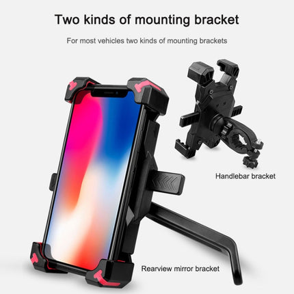 Electric Bicycle Mobile Phone Holder Can Be Rotated 360-degree Mobile Phone Holder Four-way Adjustment Bracket for Motorcycle, Style:Handlebars(Black)-garmade.com
