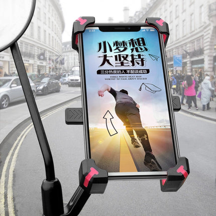 Electric Bicycle Mobile Phone Holder Can Be Rotated 360-degree Mobile Phone Holder Four-way Adjustment Bracket for Motorcycle, Style:Handlebars(Red)-garmade.com