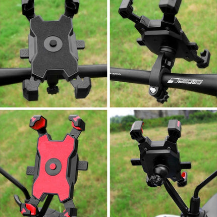 Electric Bicycle Mobile Phone Holder Can Be Rotated 360-degree Mobile Phone Holder Four-way Adjustment Bracket for Motorcycle, Style:Handlebars(Red)-garmade.com