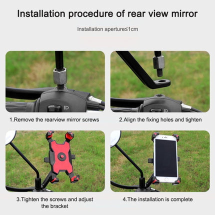 Electric Bicycle Mobile Phone Holder Can Be Rotated 360-degree Mobile Phone Holder Four-way Adjustment Bracket for Motorcycle, Style:Handlebars(Blue)-garmade.com