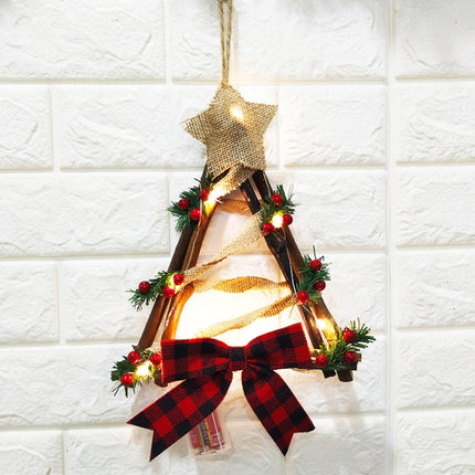 Christmas LED Wreath Wall Door Pendant Christmas Vine Wreath, Specification: Triangular Rattan Circle-garmade.com