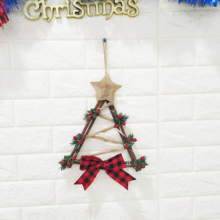 Christmas LED Wreath Wall Door Pendant Christmas Vine Wreath, Specification: Triangular Rattan Circle-garmade.com
