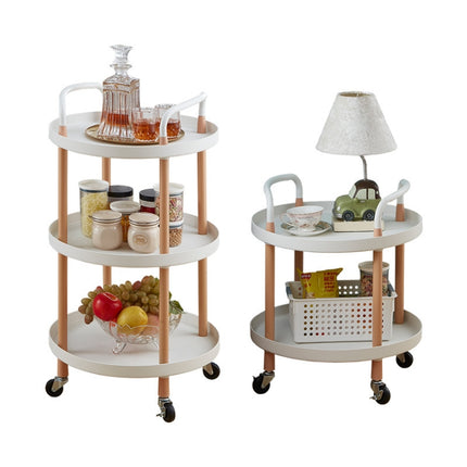 Luxury Movable Trolley Simple Kitchen Living Room Storage Tea Set Rack, Size:Three Layers(Athens White)-garmade.com