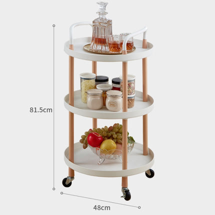 Luxury Movable Trolley Simple Kitchen Living Room Storage Tea Set Rack, Size:Three Layers(Athens White)-garmade.com