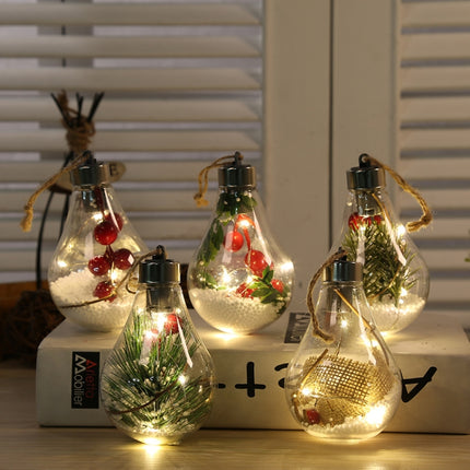 2 PCS LED Transparent Christmas Plastic Bulb Ball Christmas Tree Decoration Pendant(Style 1)-garmade.com