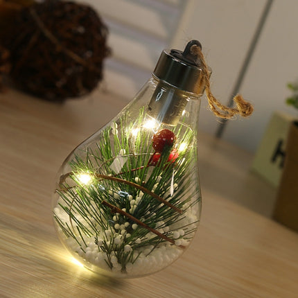 2 PCS LED Transparent Christmas Plastic Bulb Ball Christmas Tree Decoration Pendant(Style 2)-garmade.com