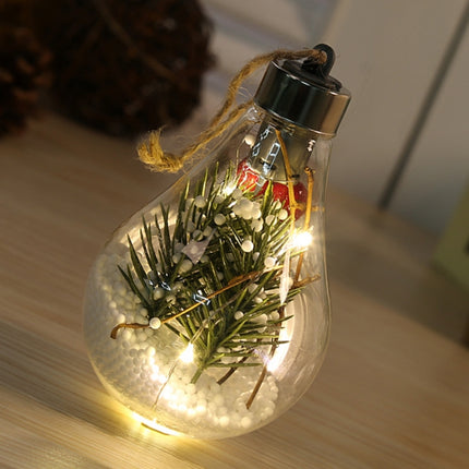 2 PCS LED Transparent Christmas Plastic Bulb Ball Christmas Tree Decoration Pendant(Style 3)-garmade.com