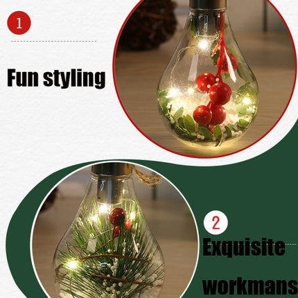 2 PCS LED Transparent Christmas Plastic Bulb Ball Christmas Tree Decoration Pendant(Style 3)-garmade.com