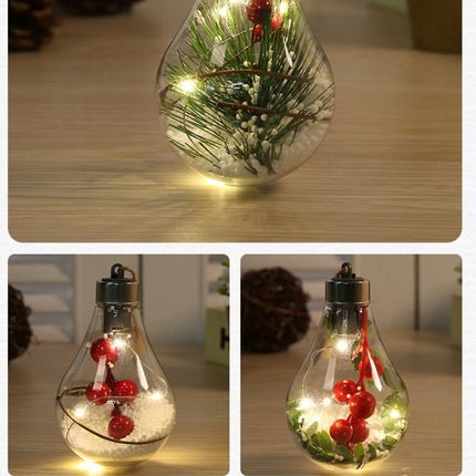 2 PCS LED Transparent Christmas Plastic Bulb Ball Christmas Tree Decoration Pendant(Style 3)-garmade.com