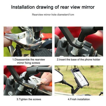 Bicycle Mobile Phone Holder Motorcycle Electric Car Navigation Mobile Phone Holder, Style:Rearview Mirrors(Black)-garmade.com