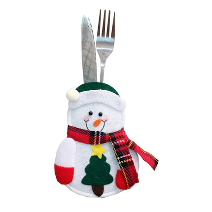 Christmas Decoration Little Snowman Knife And Fork Bag Creative Home Dining Table Cutlery Set, Specification: Tree Snowman-garmade.com