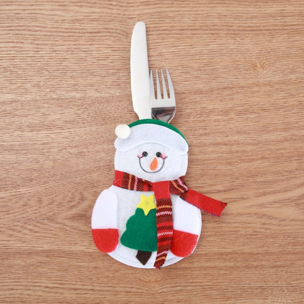 Christmas Decoration Little Snowman Knife And Fork Bag Creative Home Dining Table Cutlery Set, Specification: Tree Snowman-garmade.com