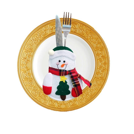 Christmas Decoration Little Snowman Knife And Fork Bag Creative Home Dining Table Cutlery Set, Specification: Tree Snowman-garmade.com