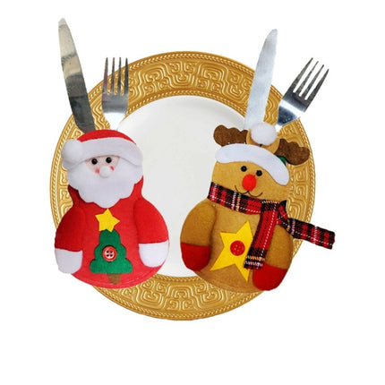 Christmas Decoration Little Snowman Knife And Fork Bag Creative Home Dining Table Cutlery Set, Specification: Tree Snowman-garmade.com