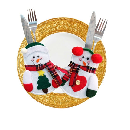 Christmas Decoration Little Snowman Knife And Fork Bag Creative Home Dining Table Cutlery Set, Specification: Tree Snowman-garmade.com