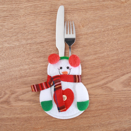 Christmas Decoration Little Snowman Knife And Fork Bag Creative Home Dining Table Cutlery Set, Specification: Heart Snowman-garmade.com