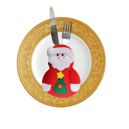 Christmas Decoration Little Snowman Knife And Fork Bag Creative Home Dining Table Cutlery Set, Specification: Old Man-garmade.com