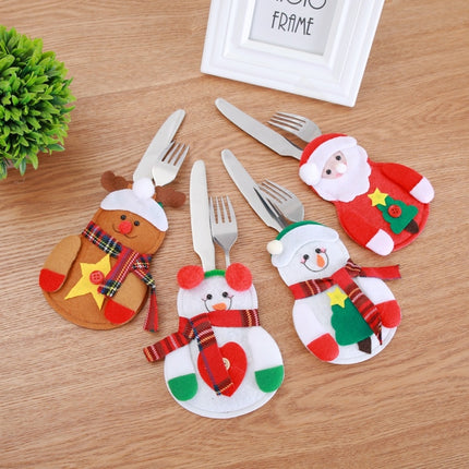 Christmas Decoration Little Snowman Knife And Fork Bag Creative Home Dining Table Cutlery Set, Specification: Old Man-garmade.com
