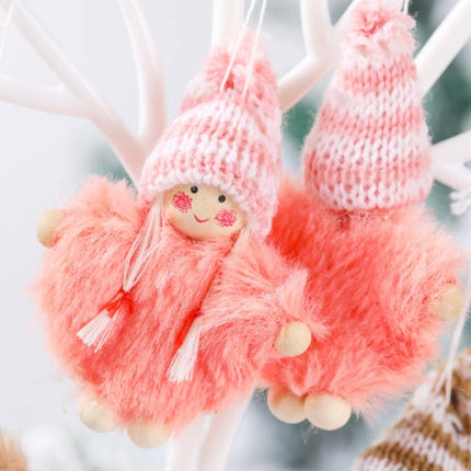 Creative Wooden Boy And Girl Cloak Set Doll Christmas Tree Pendant(Orange Pink)-garmade.com