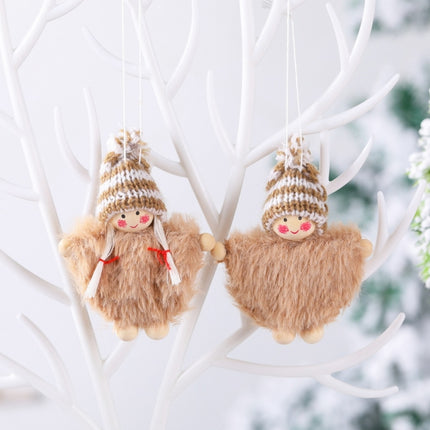 Creative Wooden Boy And Girl Cloak Set Doll Christmas Tree Pendant(Coffee)-garmade.com