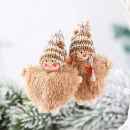 Creative Wooden Boy And Girl Cloak Set Doll Christmas Tree Pendant(White)-garmade.com