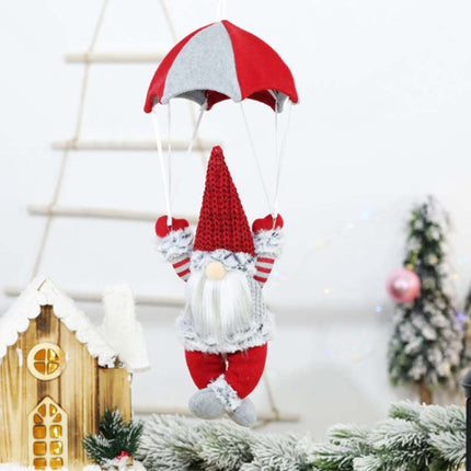 Faceless Skydiving Santa Claus Christmas Window Hanging Decorations(Red Hat)-garmade.com