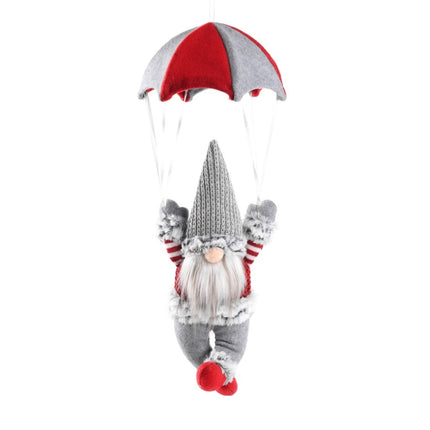 Faceless Skydiving Santa Claus Christmas Window Hanging Decorations(Grey Hat)-garmade.com