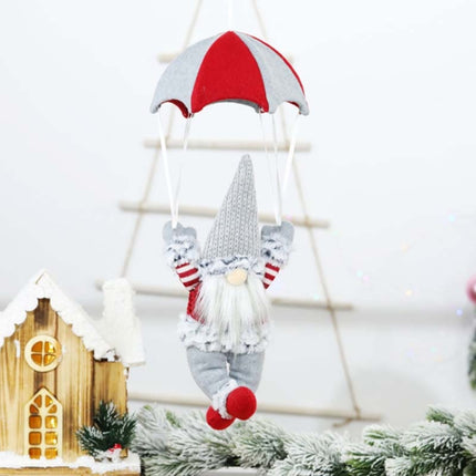 Faceless Skydiving Santa Claus Christmas Window Hanging Decorations(Grey Hat)-garmade.com