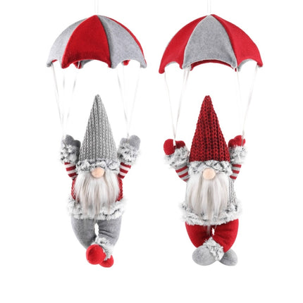 Faceless Skydiving Santa Claus Christmas Window Hanging Decorations(Grey Hat)-garmade.com