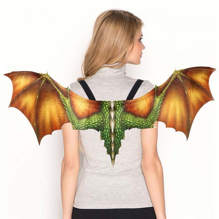 Halloween Carnival Adult Decoration Non-woven Dragon Wings Cosplay Wings Props, Size: One Size( Yellow)-garmade.com