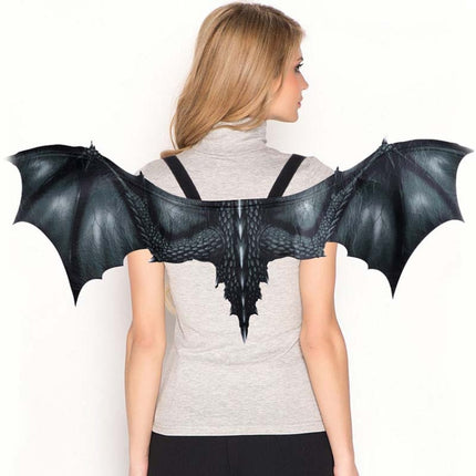 Halloween Carnival Adult Decoration Non-woven Dragon Wings Cosplay Wings Props, Size: One Size( Black)-garmade.com