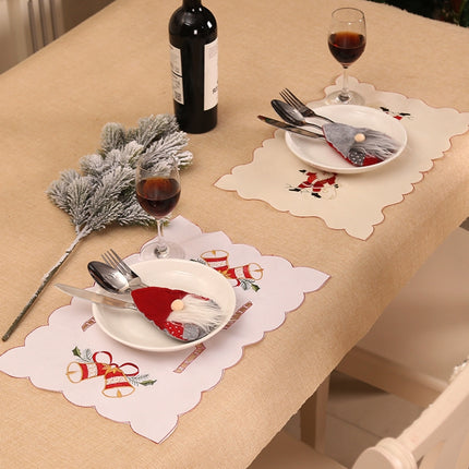 Creative Santa Claus Faceless Doll Knife And Fork Set Holiday Tableware Decorations(Brown)-garmade.com