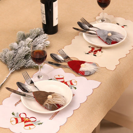 Creative Santa Claus Faceless Doll Knife And Fork Set Holiday Tableware Decorations(Red)-garmade.com