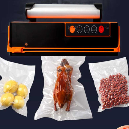 Household Food Machinery Vacuum Packaging Machine Nylon Composite Texture Vacuum Bag Sealing Machine, Style:US Plug(SX-168 Black Orange)-garmade.com