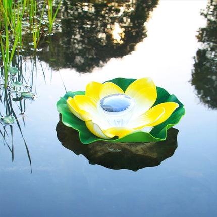 Solar Outdoor Waterproof Floating Light Garden Courtyard Lotus Light(Light Yellow)-garmade.com