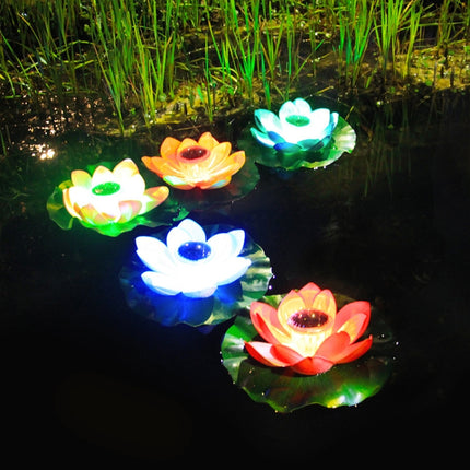 Solar Outdoor Waterproof Floating Light Garden Courtyard Lotus Light(Light Yellow)-garmade.com