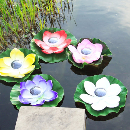 Solar Outdoor Waterproof Floating Light Garden Courtyard Lotus Light(White)-garmade.com