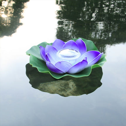 Solar Outdoor Waterproof Floating Light Garden Courtyard Lotus Light(Purple)-garmade.com