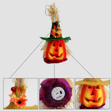 Halloween Pumpkin Lantern Hollow Glowing Foam Bar Decoration(Yellow Hat)-garmade.com